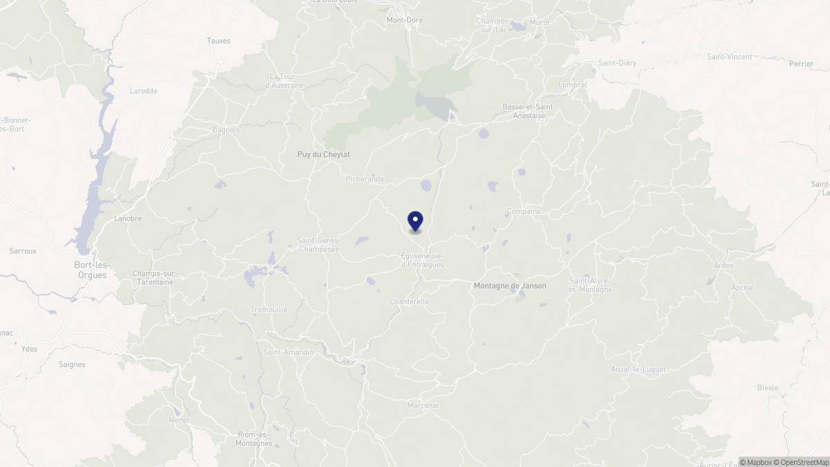 Aperçu cartographique de Égliseneuve-d'Entraigues, centré sur la commune