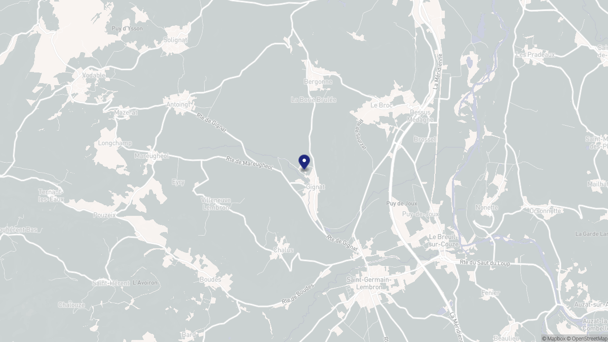 Aperçu cartographique de Gignat, centré sur la commune