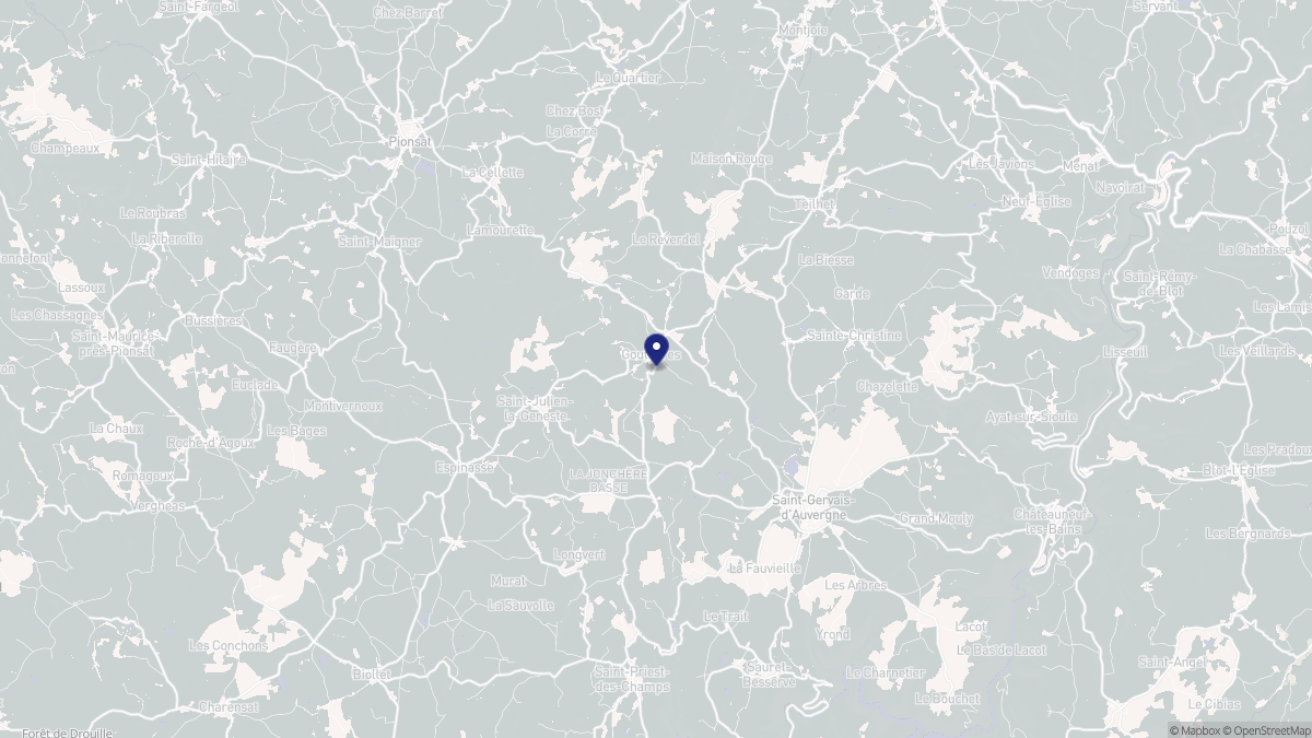 Aperçu cartographique de Gouttières, centré sur la commune