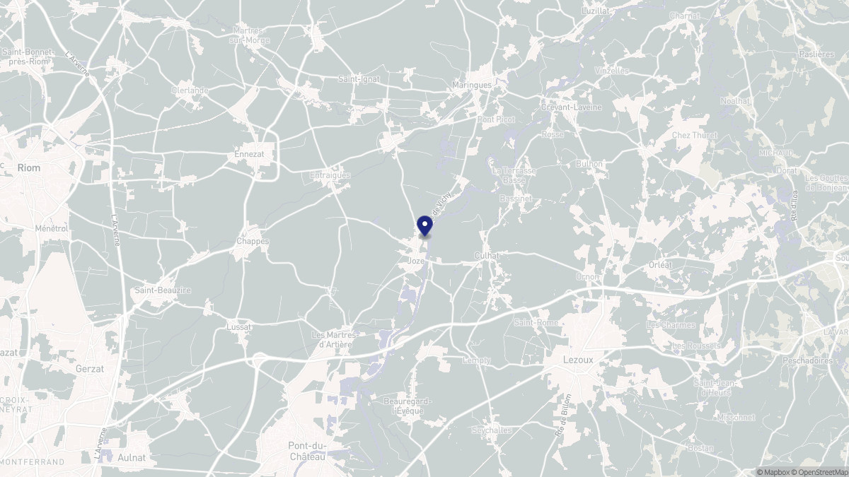 Aperçu cartographique de Joze, centré sur la commune