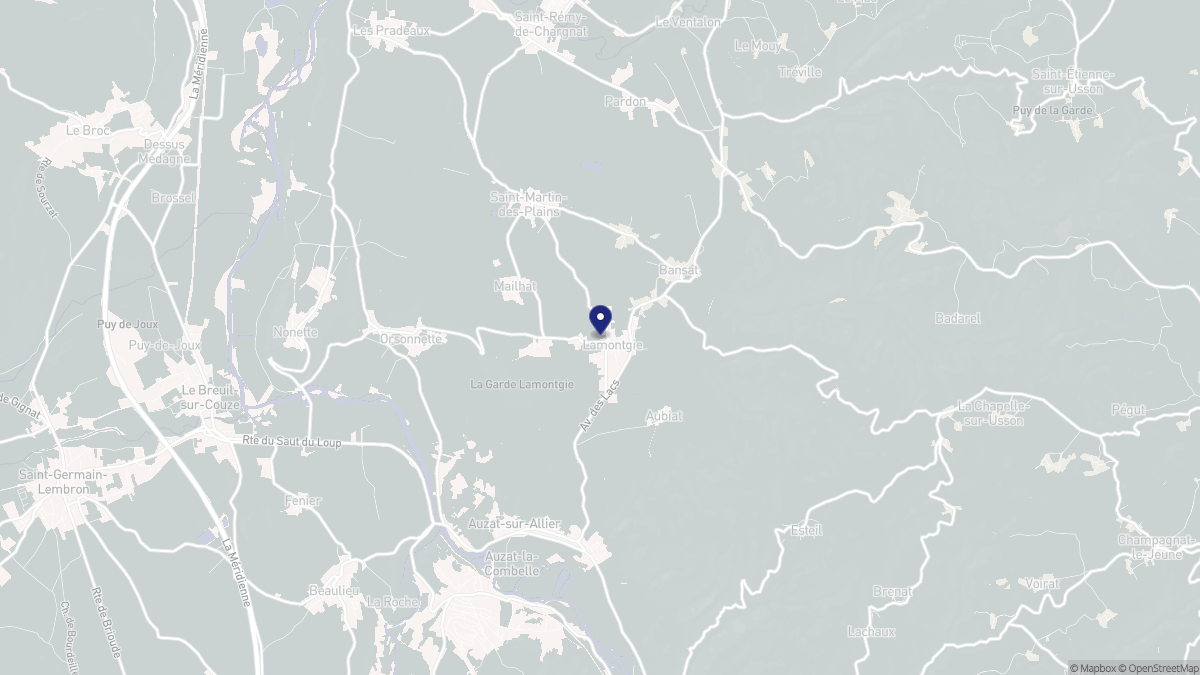 Aperçu cartographique de Lamontgie, centré sur la commune