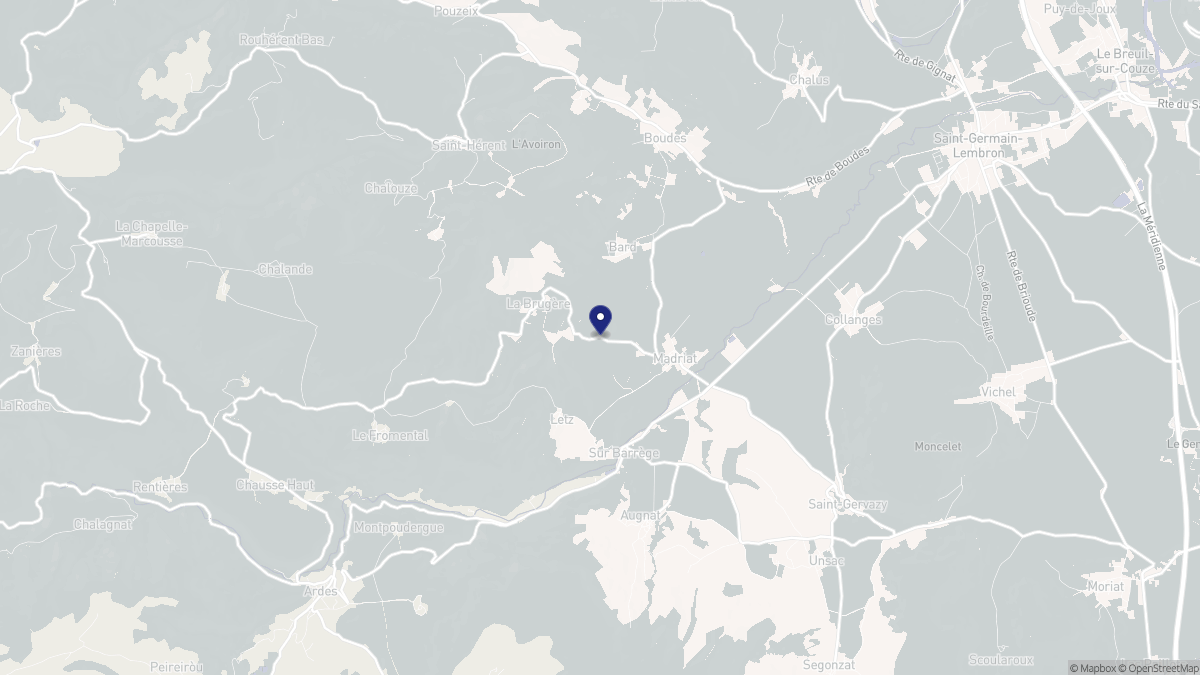 Aperçu cartographique de Madriat, centré sur la commune