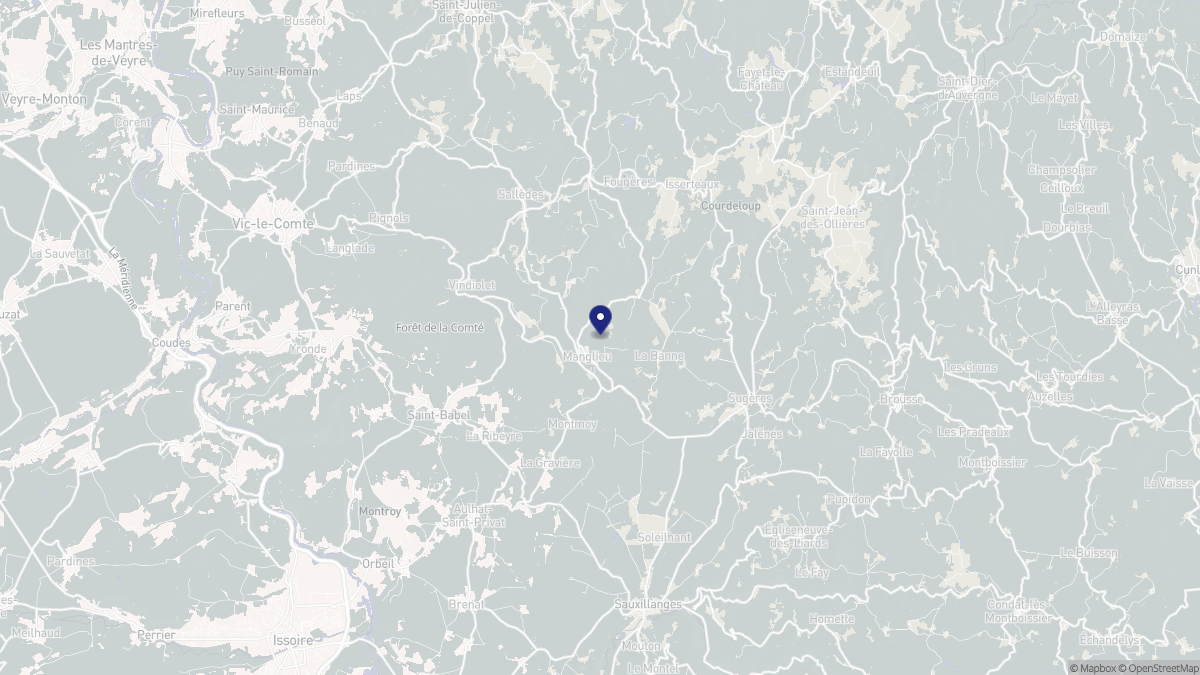 Aperçu cartographique de Manglieu, centré sur la commune