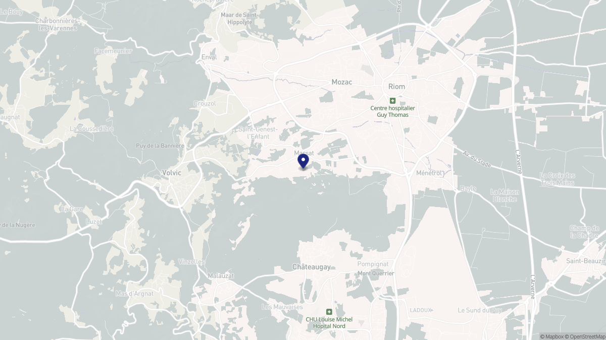Aperçu cartographique de Marsat, centré sur la commune