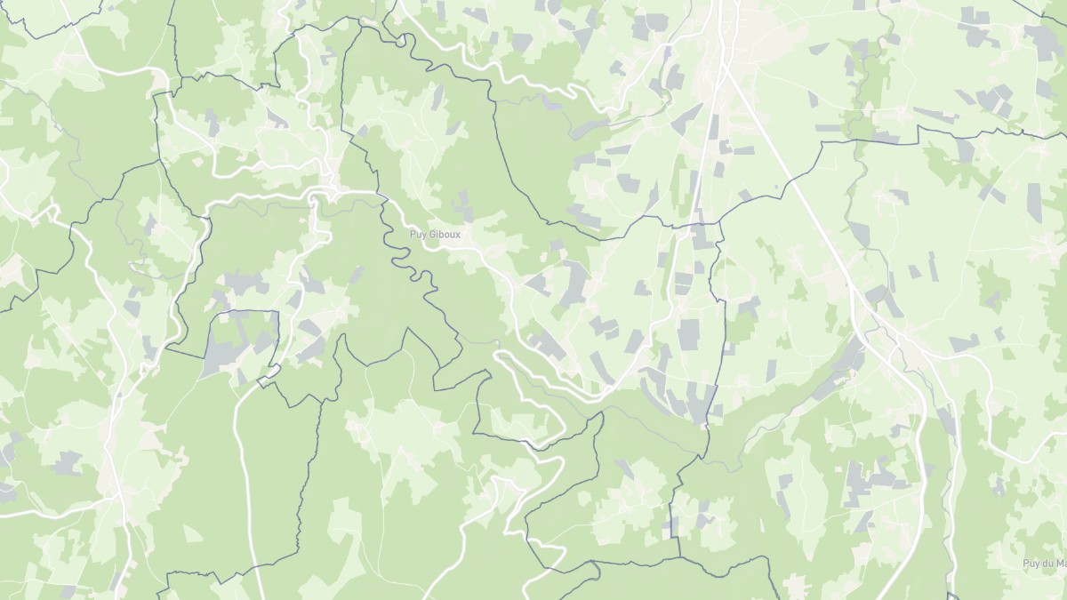 Aperçu cartographique de Mayres, centré sur la commune