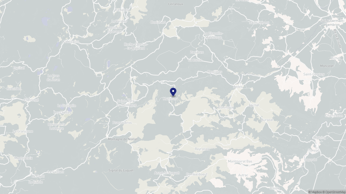 Aperçu cartographique de Mazoires, centré sur la commune