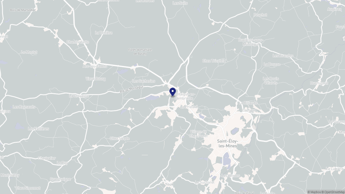 Aperçu cartographique de Montaigut-en-Combraille, centré sur la commune