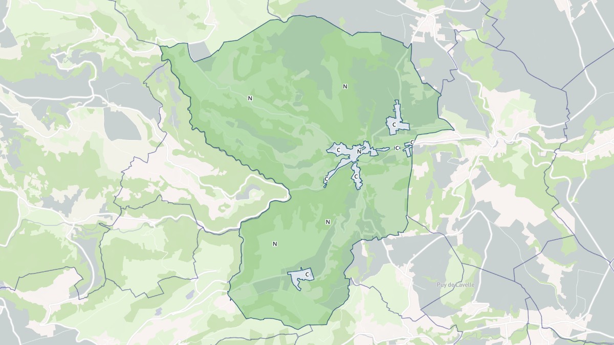 Aperçu cartographique de Montaigut-le-Blanc, centré sur la commune