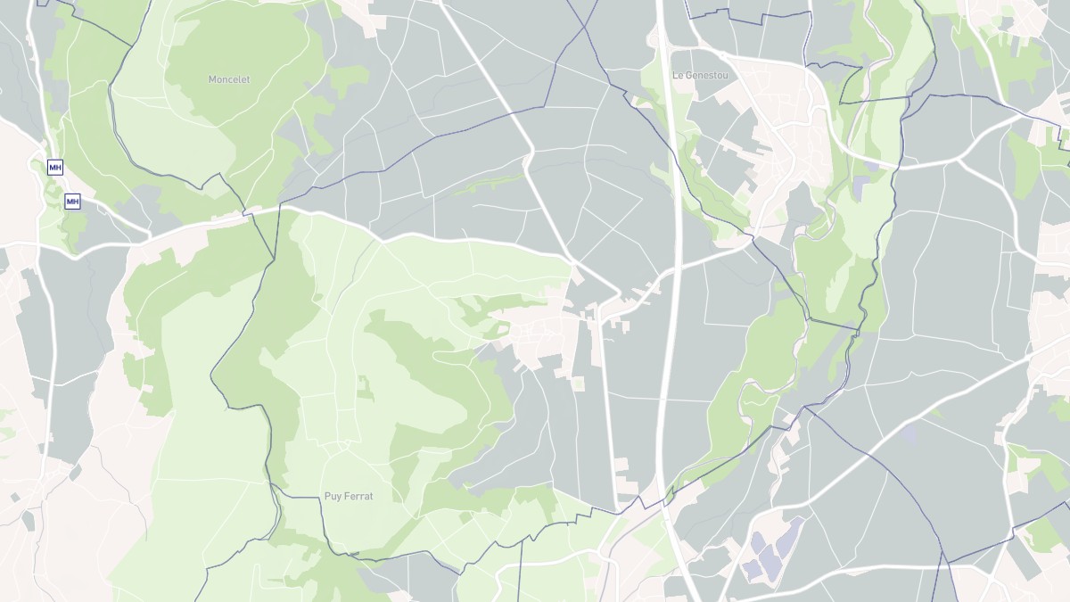 Aperçu cartographique de Moriat, centré sur la commune