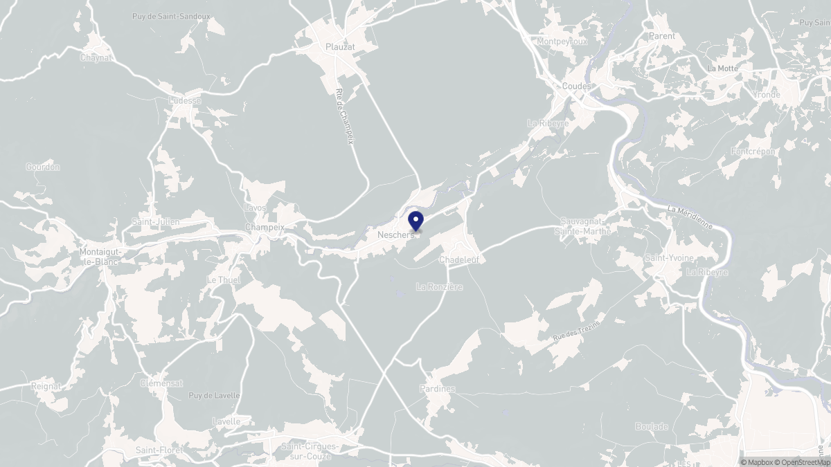 Aperçu cartographique de Neschers, centré sur la commune