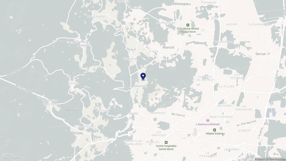 Aperçu cartographique de Nohanent, centré sur la commune