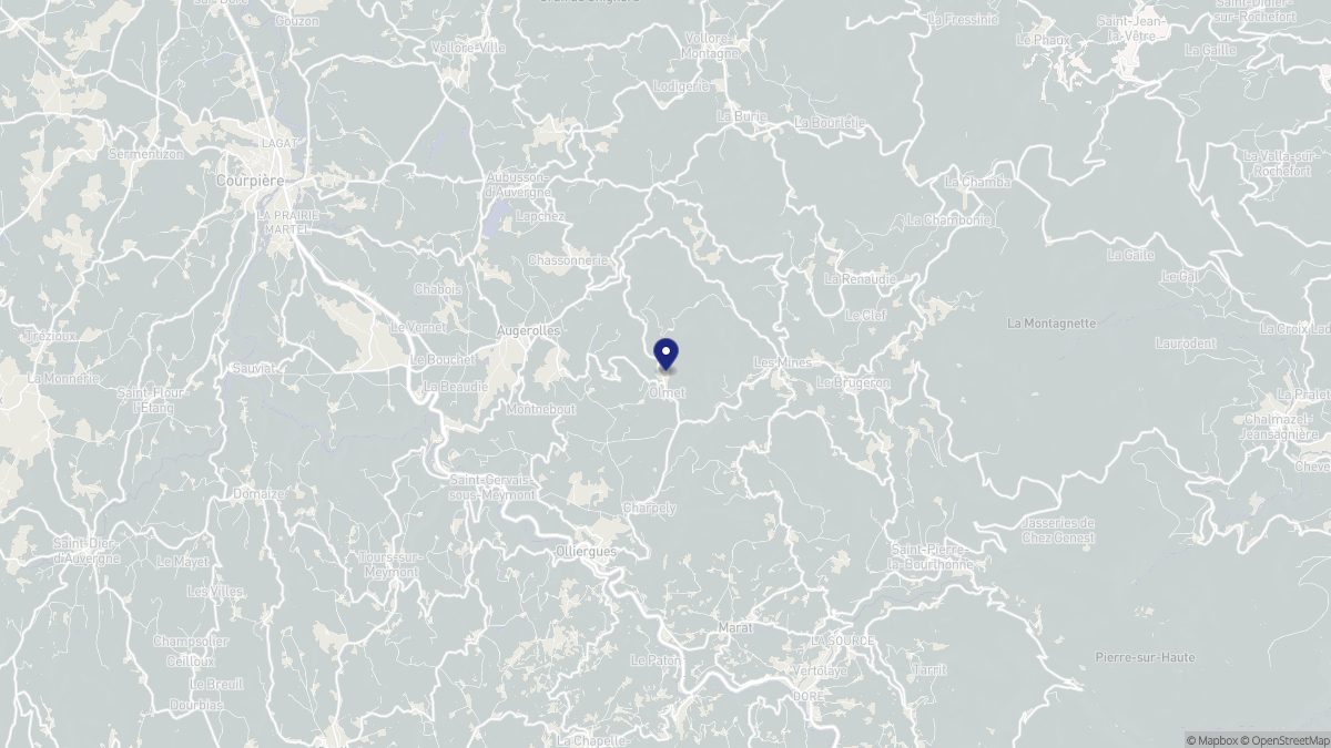 Aperçu cartographique de Olmet, centré sur la commune