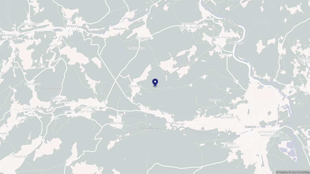 Aperçu cartographique de Pardines, centré sur la commune