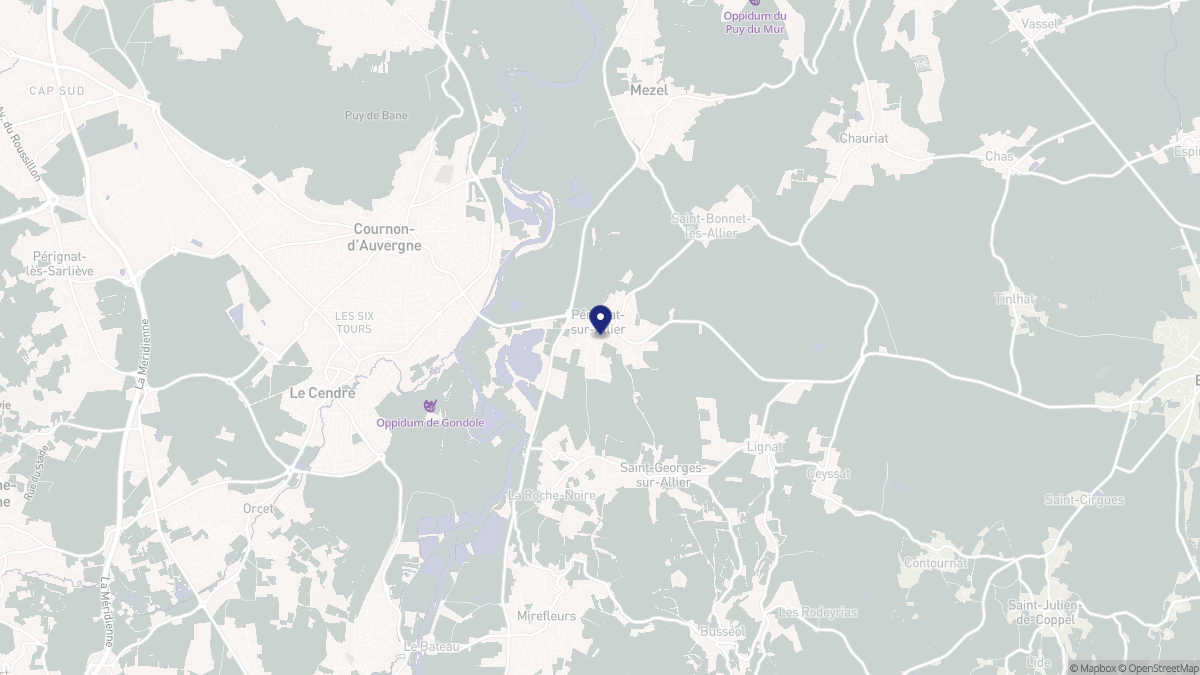 Aperçu cartographique de Pérignat-sur-Allier, centré sur la commune