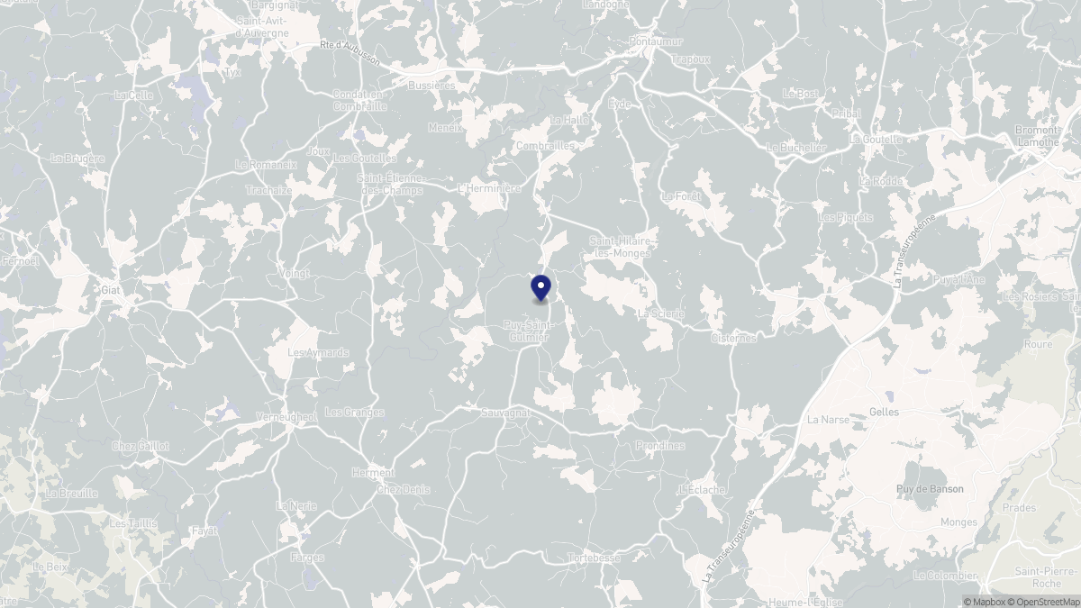 Aperçu cartographique de Puy-Saint-Gulmier, centré sur la commune