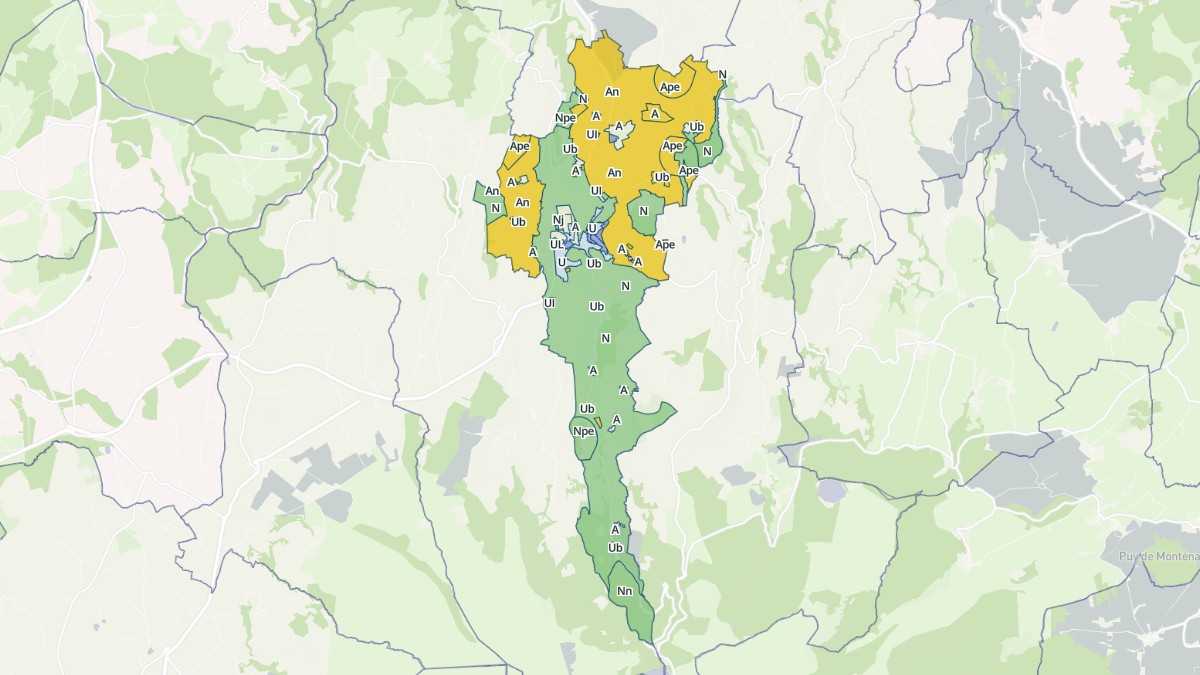 Aperçu cartographique de Rochefort-Montagne, centré sur la commune