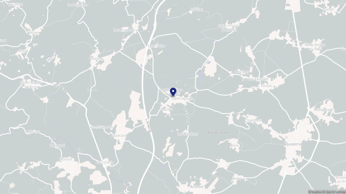 Aperçu cartographique de Saint-Agoulin, centré sur la commune