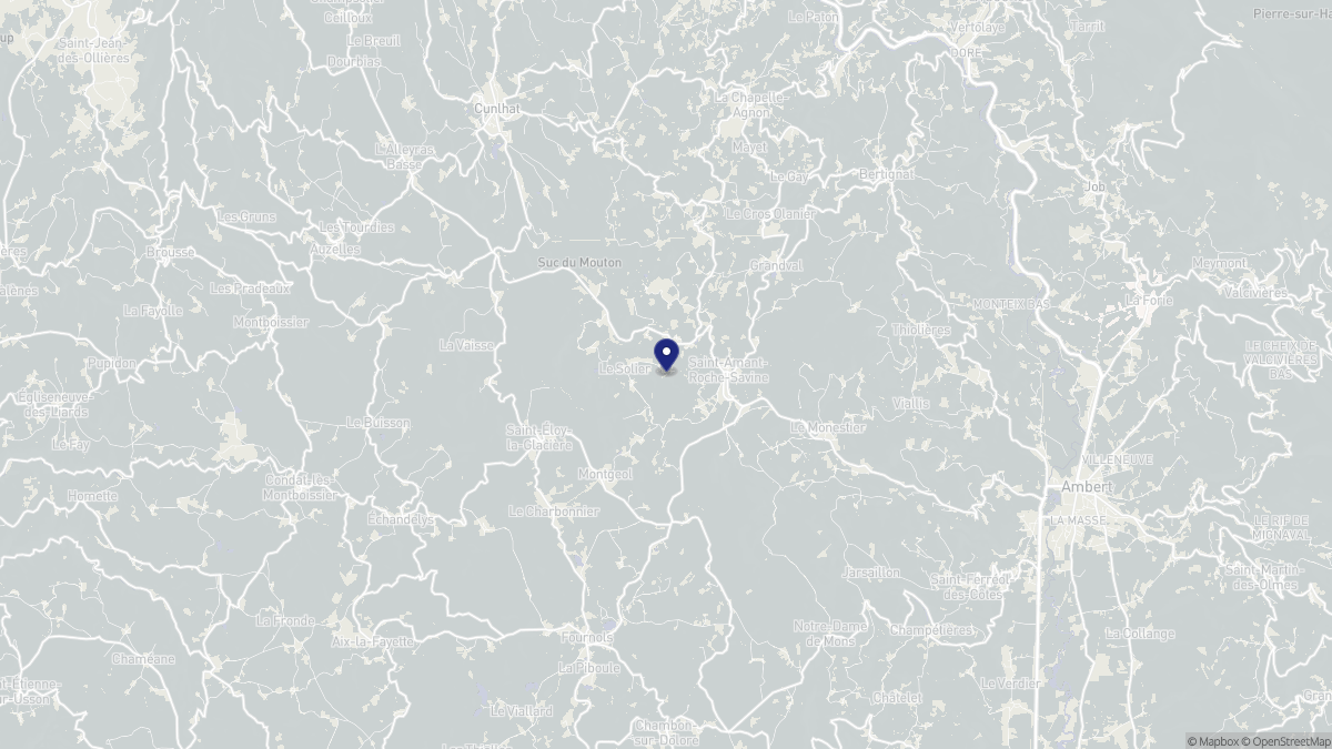 Aperçu cartographique de Saint-Amant-Roche-Savine, centré sur la commune