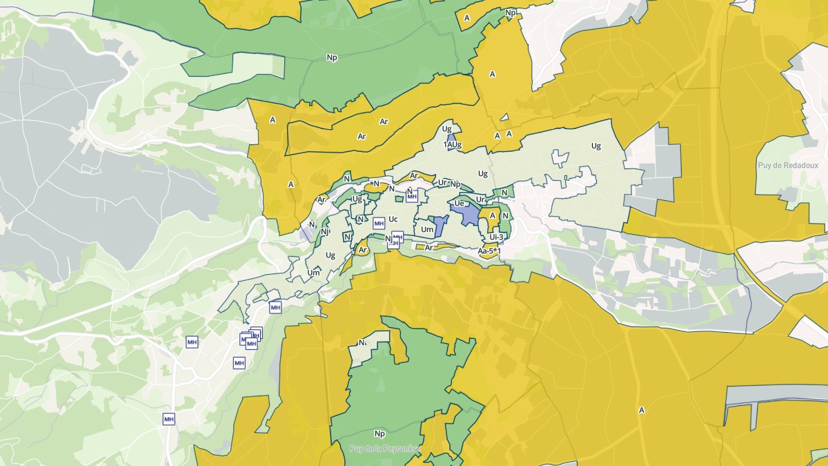 Aperçu cartographique de Saint-Amant-Tallende, centré sur la commune