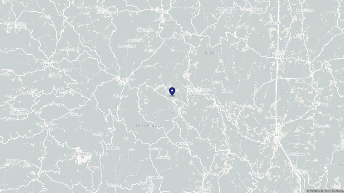 Aperçu cartographique de Saint-Bonnet-le-Bourg, centré sur la commune
