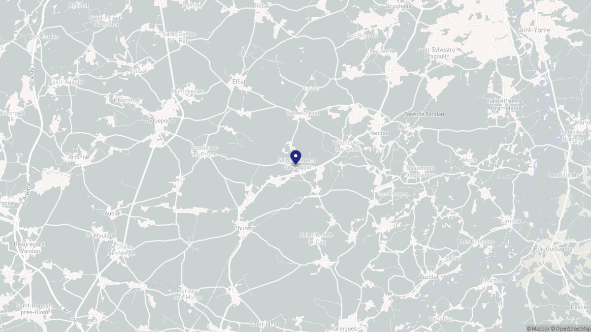 Aperçu cartographique de Saint-Clément-de-Régnat, centré sur la commune