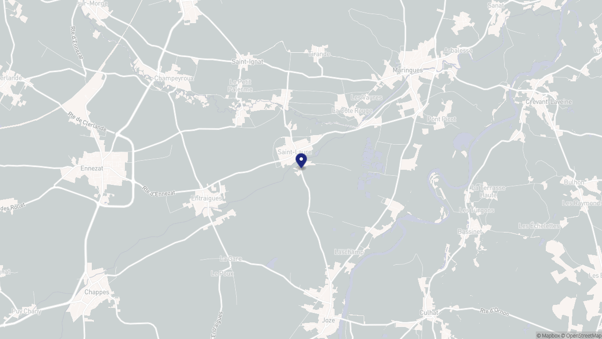 Aperçu cartographique de Saint-Laure, centré sur la commune