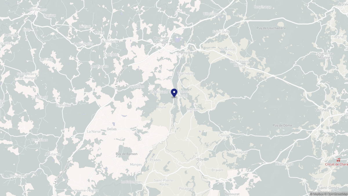 Aperçu cartographique de Saint-Pierre-le-Chastel, centré sur la commune