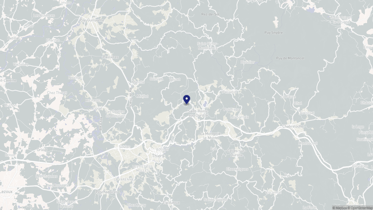 Aperçu cartographique de Saint-Rémy-sur-Durolle, centré sur la commune