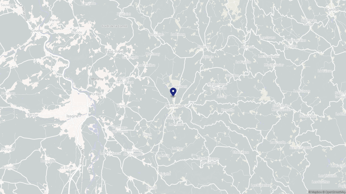 Aperçu cartographique de Sauxillanges, centré sur la commune