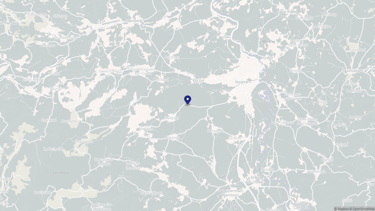 Aperçu cartographique de Solignat, centré sur la commune