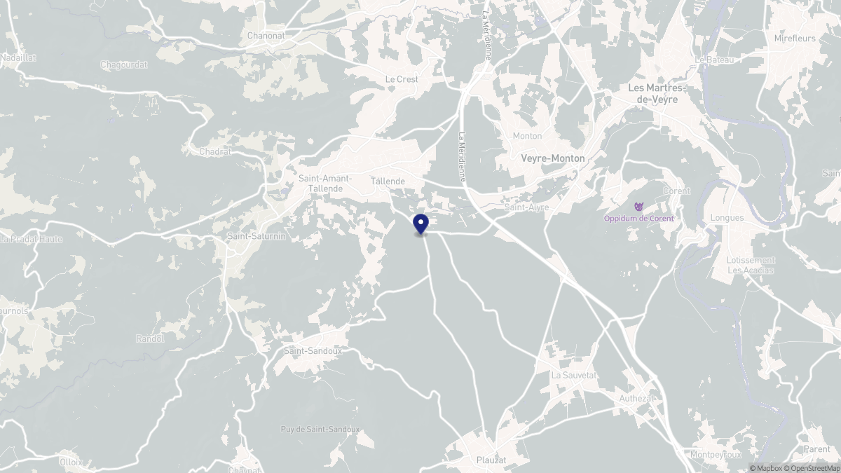 Aperçu cartographique de Tallende, centré sur la commune