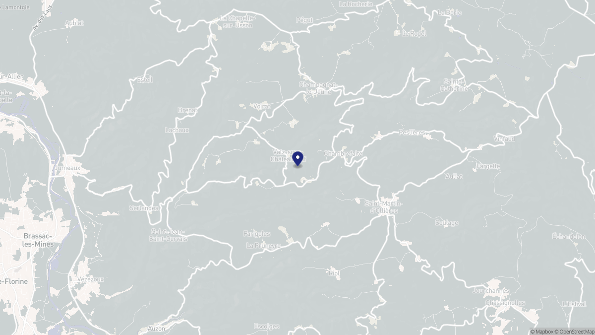 Aperçu cartographique de Valz-sous-Châteauneuf, centré sur la commune