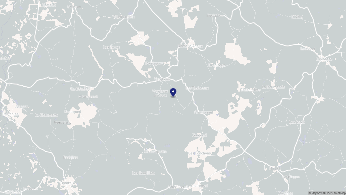 Aperçu cartographique de Vergheas, centré sur la commune