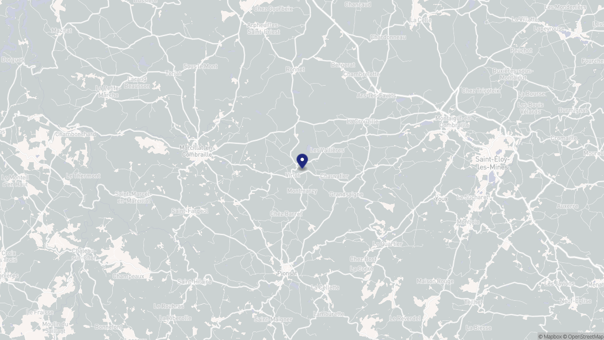 Aperçu cartographique de Virlet, centré sur la commune