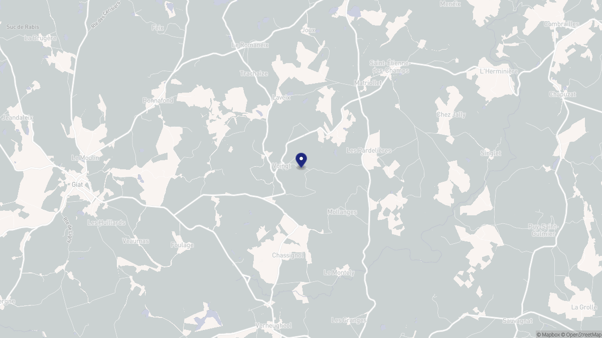 Aperçu cartographique de Voingt, centré sur la commune