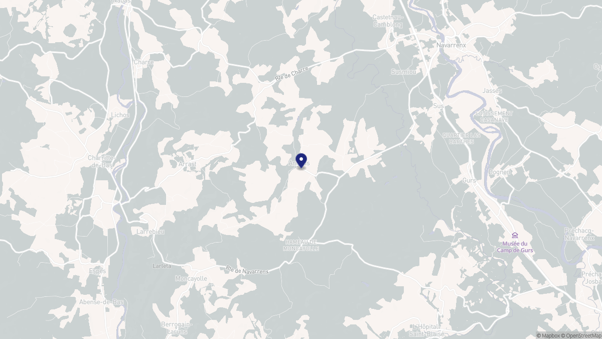 Aperçu cartographique de Angous, centré sur la commune