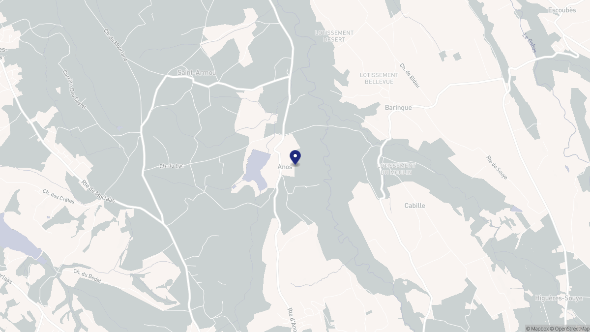 Aperçu cartographique de Anos, centré sur la commune