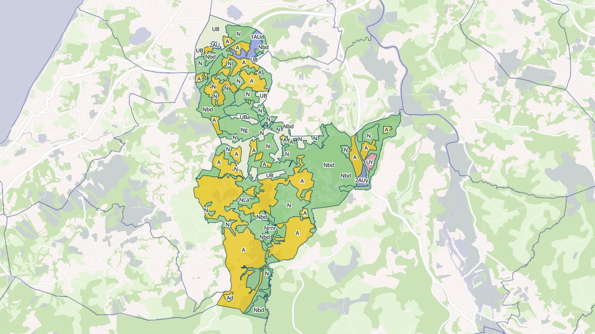 Aperçu cartographique de Arcangues, centré sur la commune