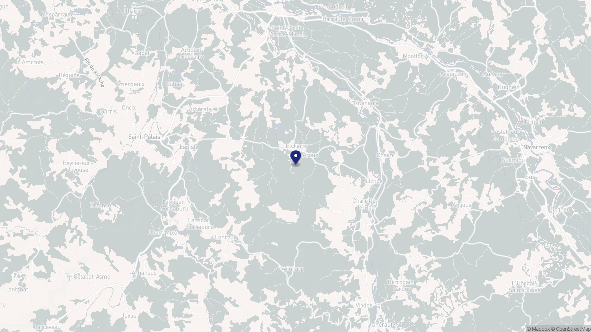 Aperçu cartographique de Aroue-Ithorots-Olhaïby, centré sur la commune