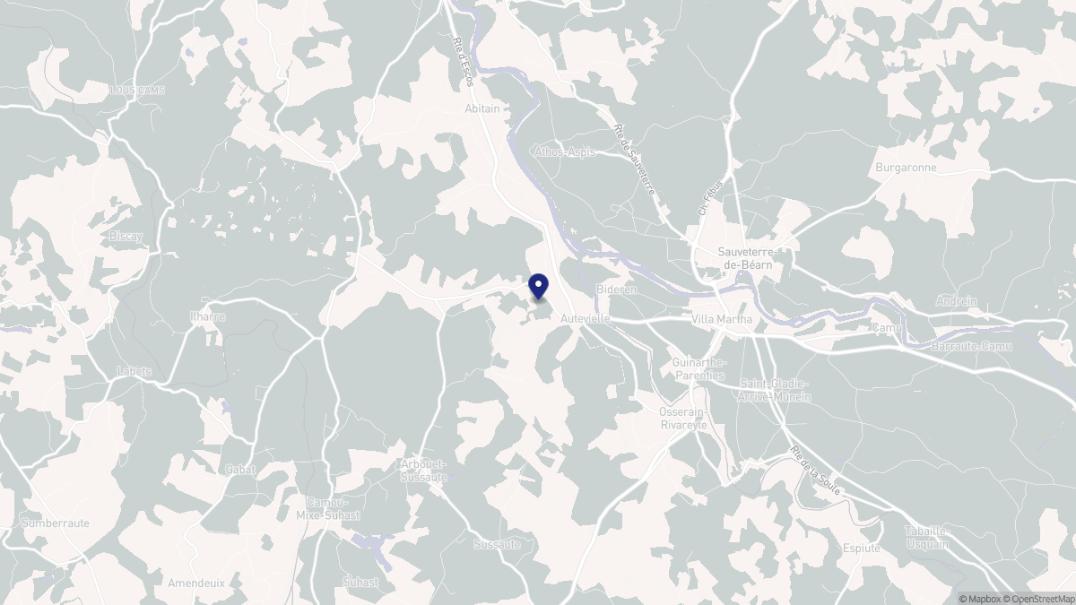 Aperçu cartographique de Autevielle-Saint-Martin-Bideren, centré sur la commune