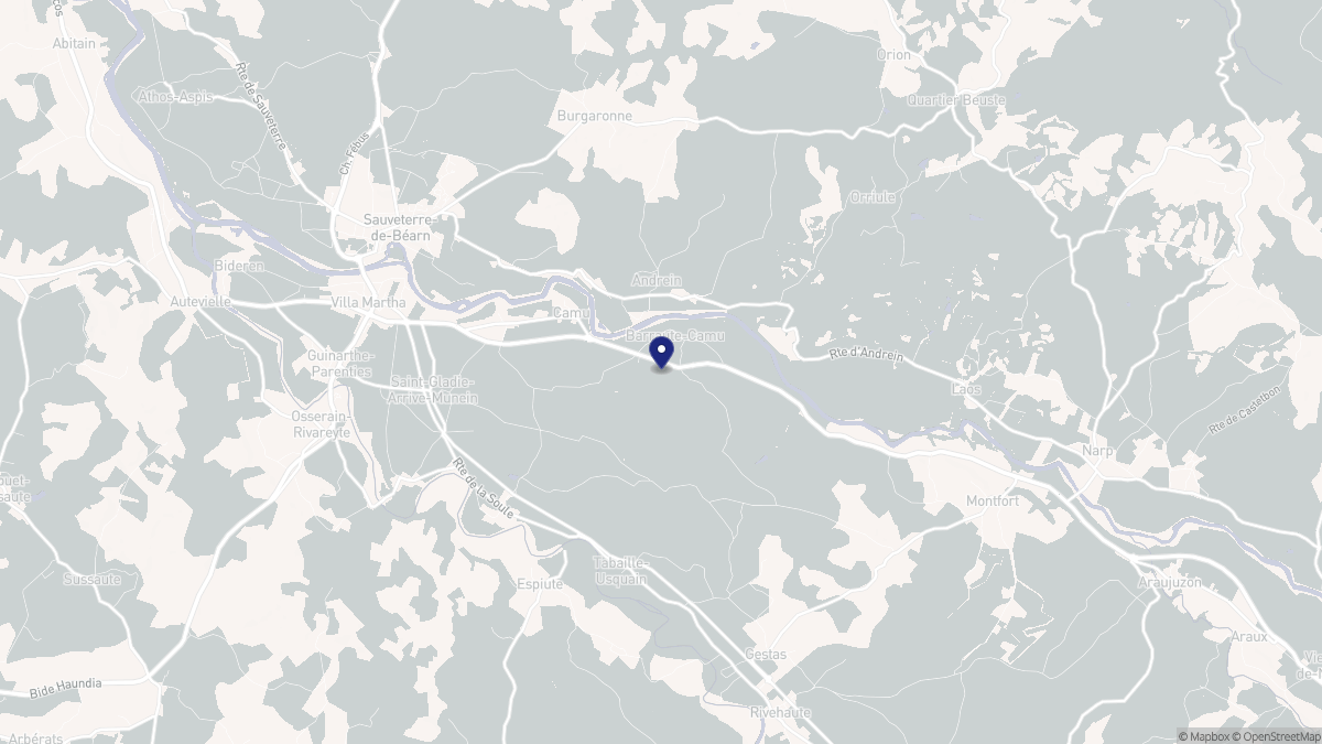 Aperçu cartographique de Barraute-Camu, centré sur la commune