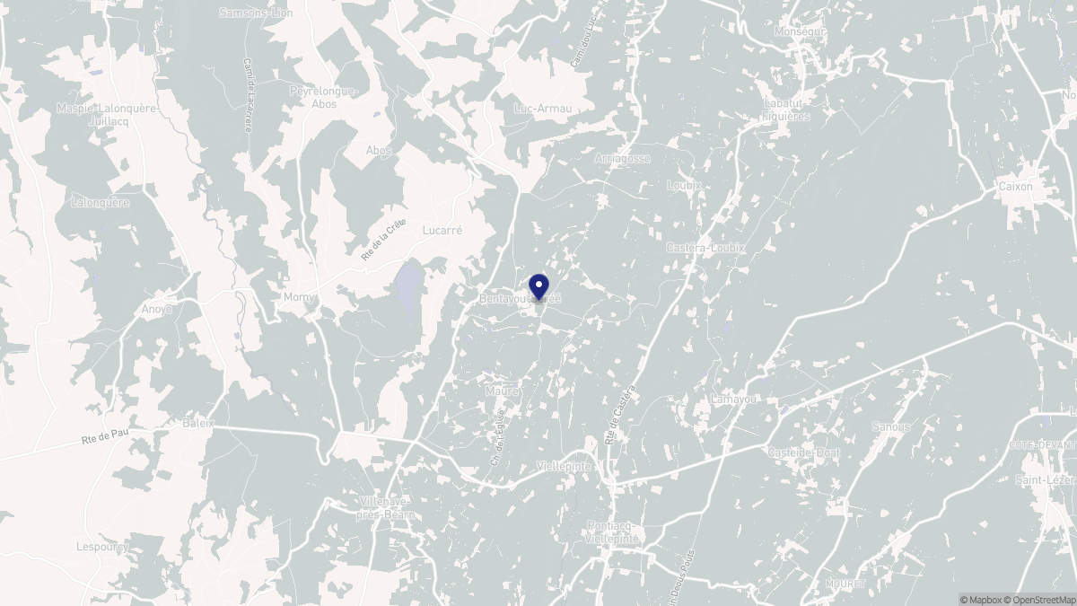 Aperçu cartographique de Bentayou-Sérée, centré sur la commune