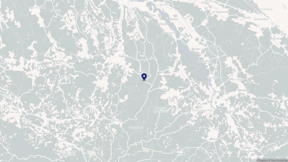 Aperçu cartographique de Bosdarros, centré sur la commune