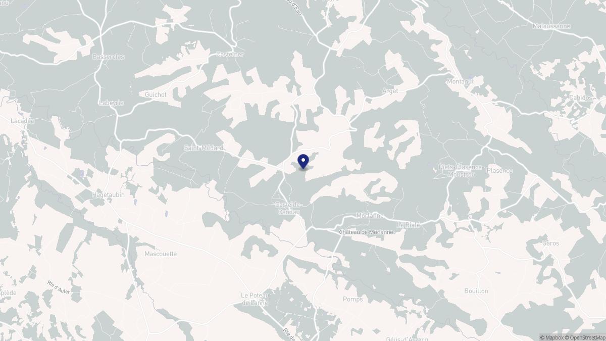 Aperçu cartographique de Casteide-Candau, centré sur la commune