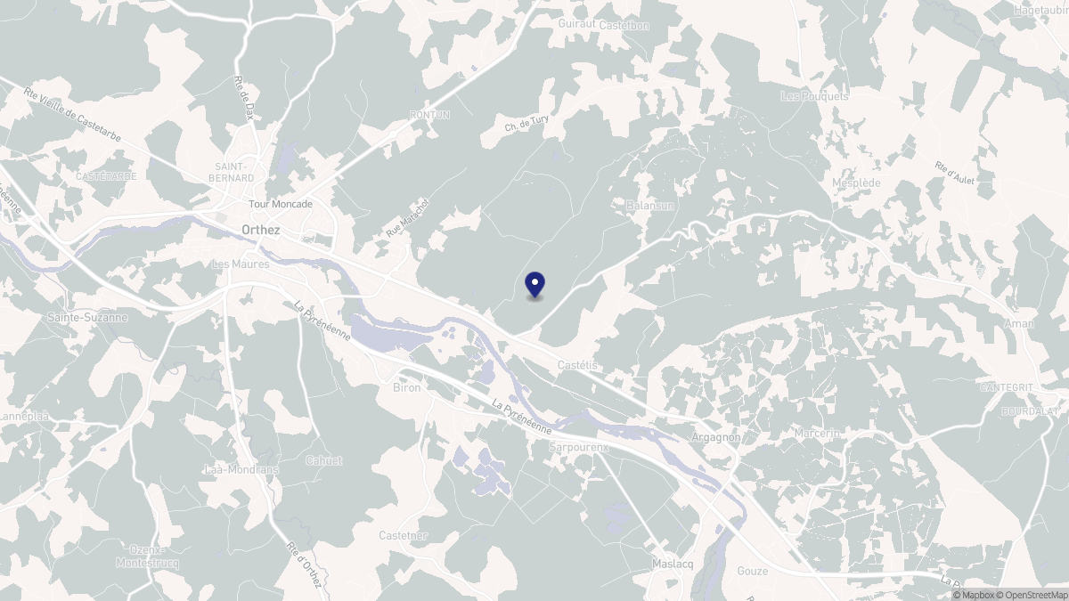 Aperçu cartographique de Castétis, centré sur la commune