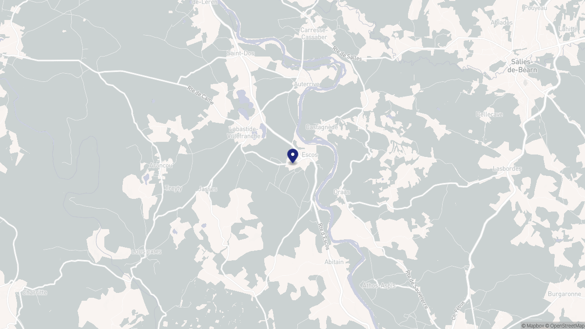 Aperçu cartographique de Escos, centré sur la commune