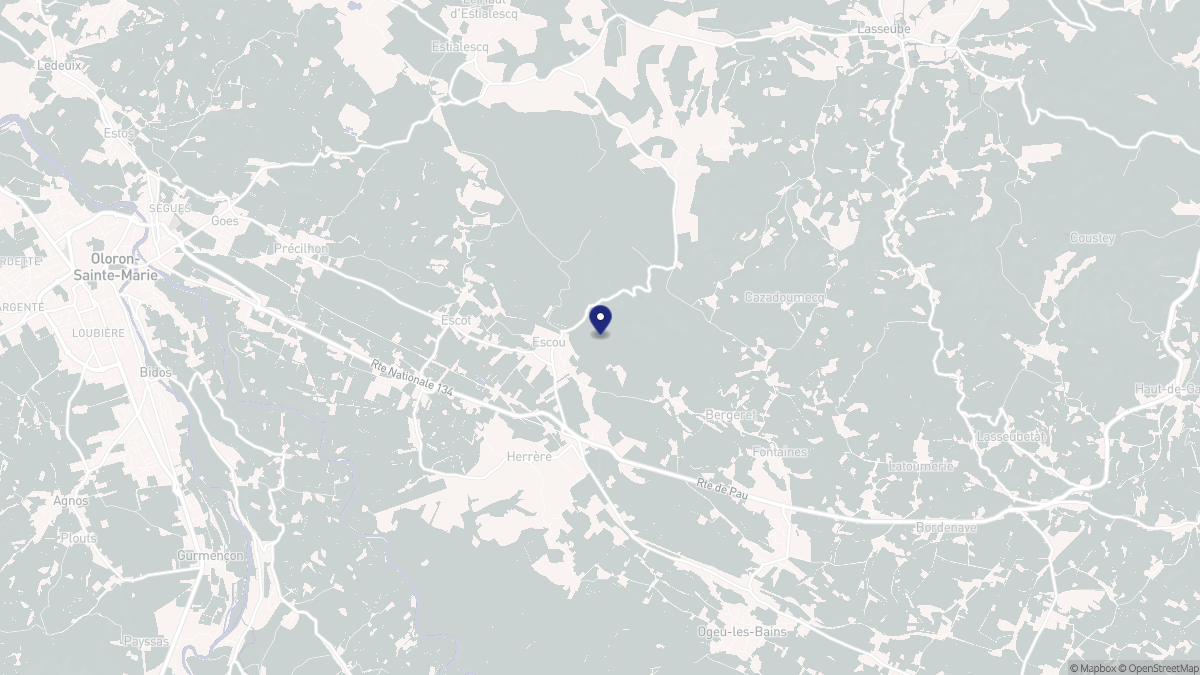 Aperçu cartographique de Escou, centré sur la commune
