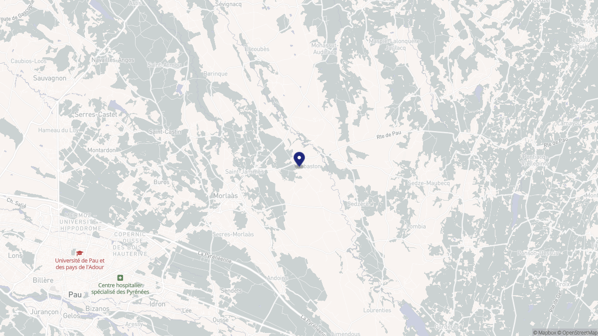 Aperçu cartographique de Gabaston, centré sur la commune