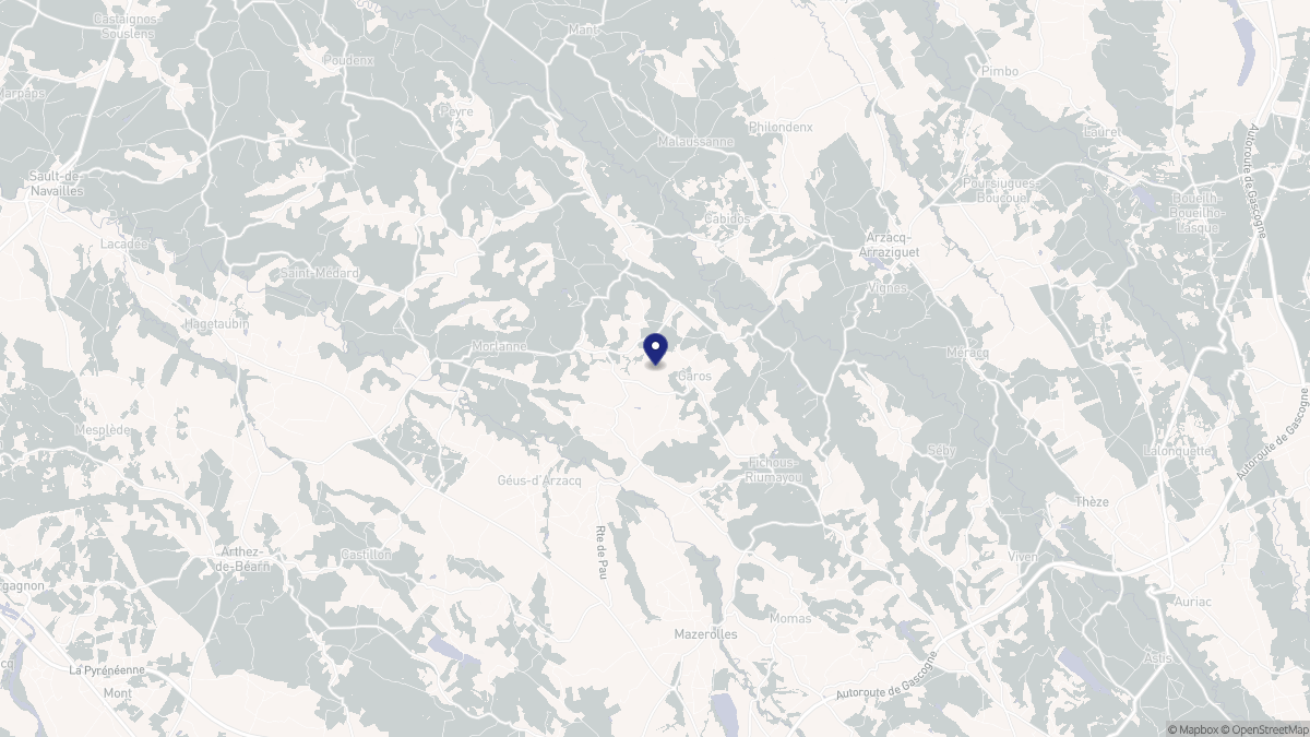 Aperçu cartographique de Garos, centré sur la commune
