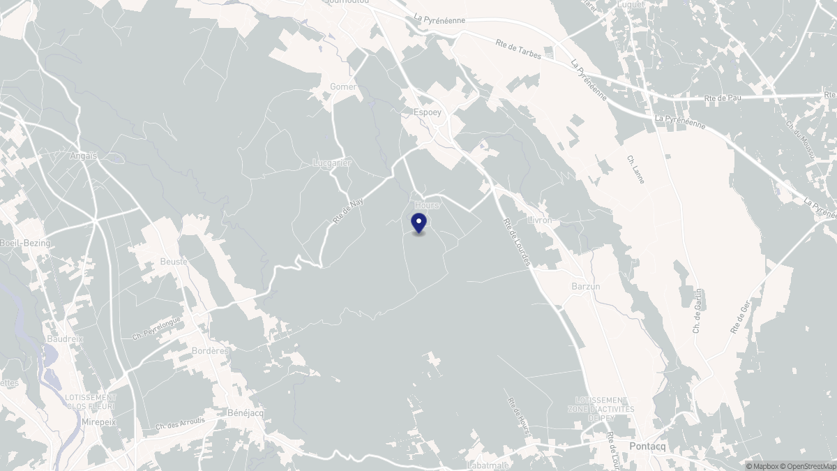 Aperçu cartographique de Hours, centré sur la commune